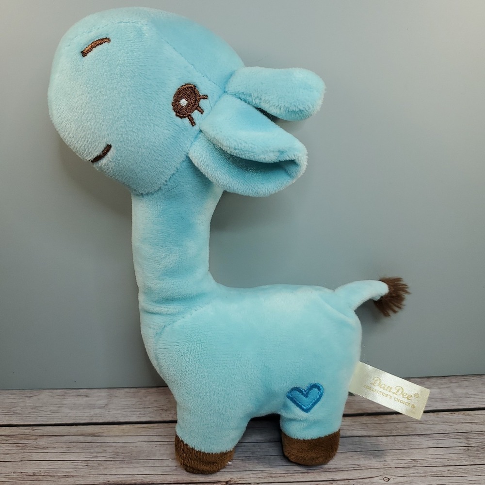 Dan‎ Dee Plush Giraffe Collectors Choice Blue Brown Hearts 8" Soft Eyes Stuffed